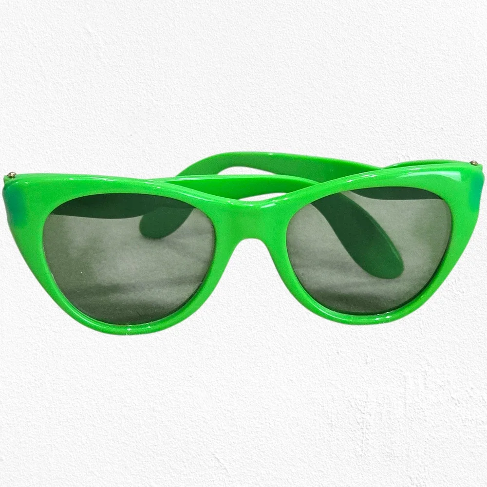 1980s Vintage Neon Green Cat Eye Sunglasses Rave Y2K Style Festival Glasses